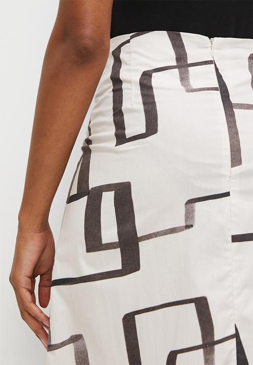 edit - Highwaist collumn midaxi skirt - black linear sketch