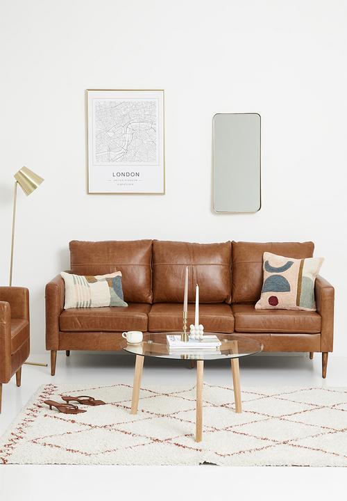 SF Collection - Teramo 3 seater genuine leather - tan