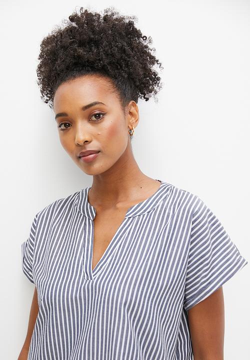 edit - Polin oversized collared shell - grey stripe