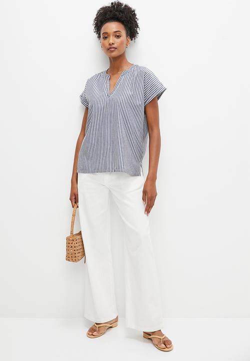 edit - Polin oversized collared shell - grey stripe