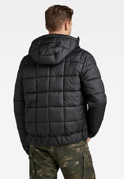 G-STAR - Meefic square quilted hooded jacket - dk black