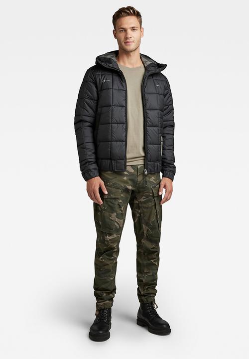 G-STAR - Meefic square quilted hooded jacket - dk black