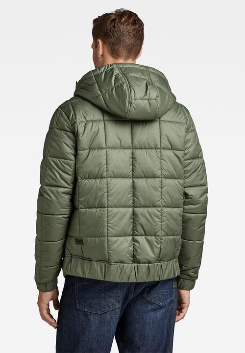 G-STAR - Meefic square quilted hooded jacket - light hunter