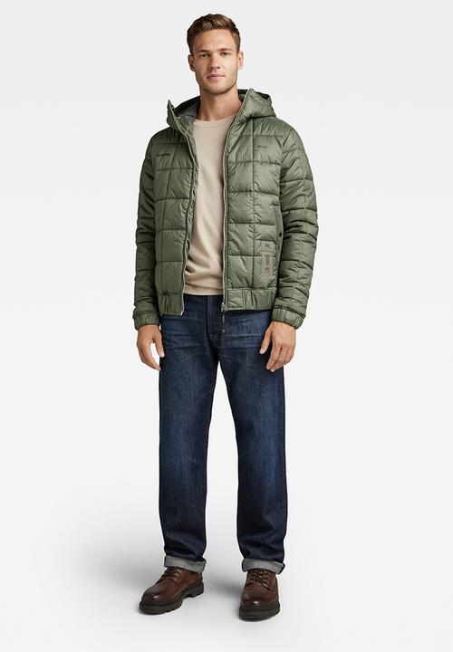G-STAR - Meefic square quilted hooded jacket - light hunter
