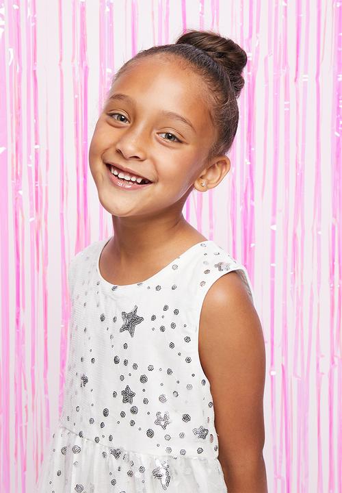 Pop Candy - Girls star dress - white