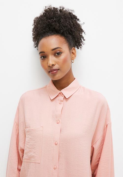 edit - Cheesecloth oversized shirt - pink rose