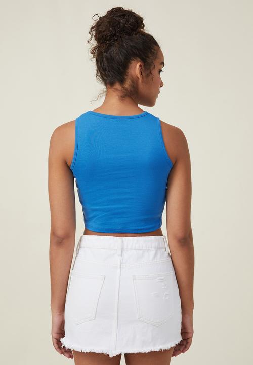 Cotton On - High neck graphic tank - isla mujares/brightest blue