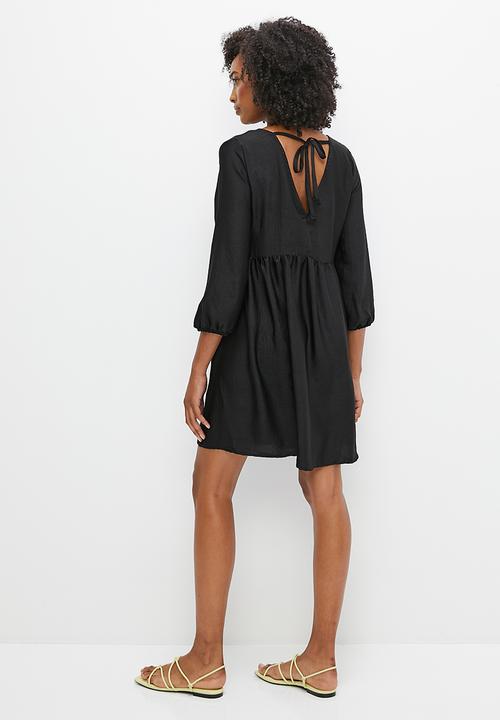 MILLA - Double v-neck mini - black