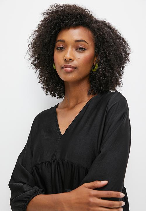 MILLA - Double v-neck mini - black