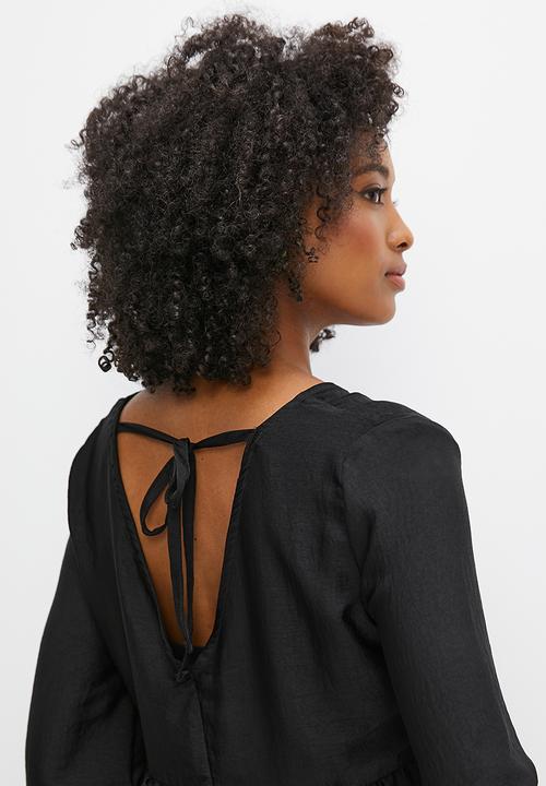 MILLA - Double v-neck mini - black