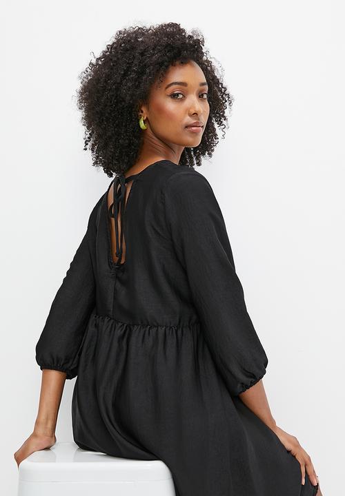 MILLA - Double v-neck mini - black
