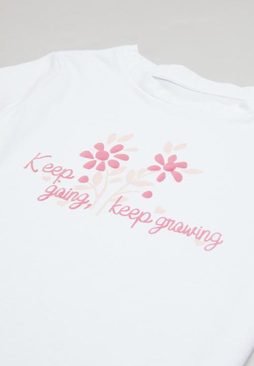 Superbalist - Printed tee & skirt set - white & pink