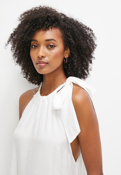 MILLA - Halter trapeze anglaise maxi dress - ivory