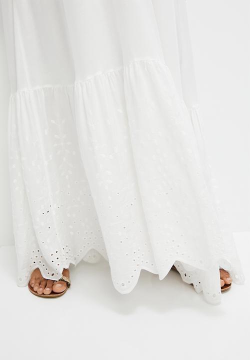 MILLA - Halter trapeze anglaise maxi dress - ivory