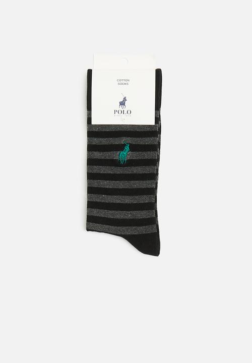 POLO - Thick stripe socks - black & grey
