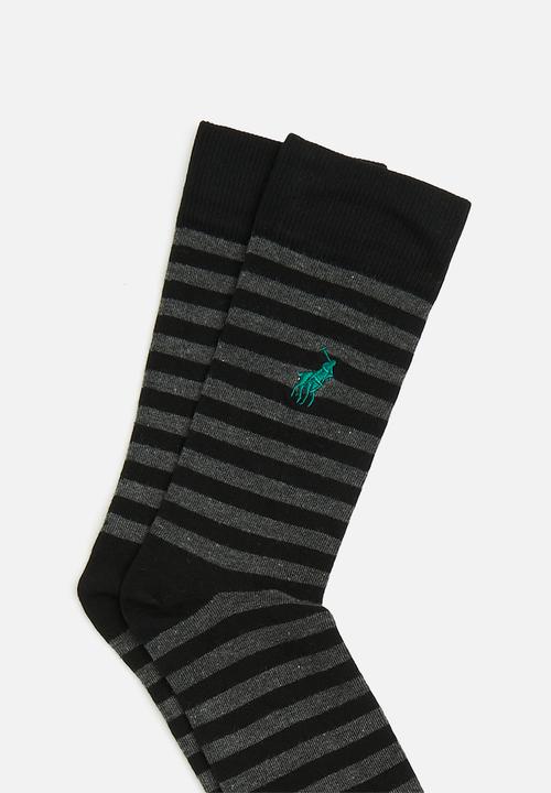 POLO - Thick stripe socks - black & grey