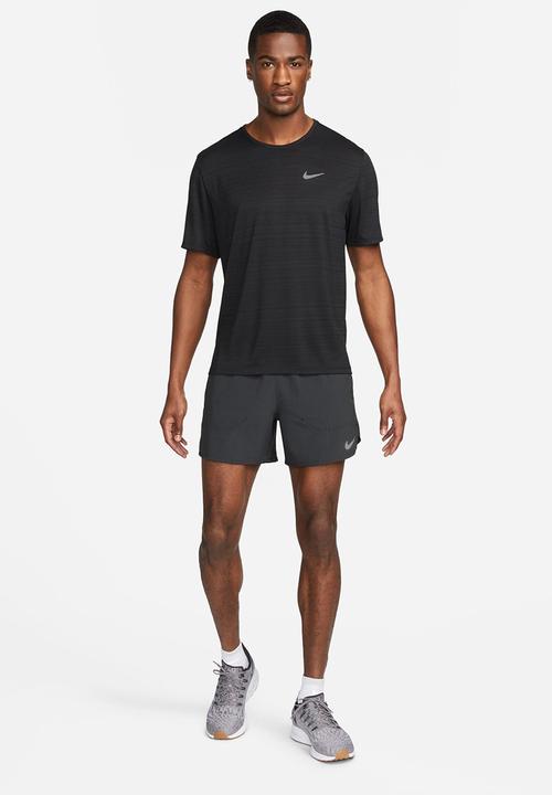 Nike - M nk df miler top short sleeve - black/reflective silver