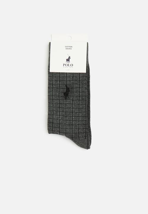 POLO - Check socks - dark grey