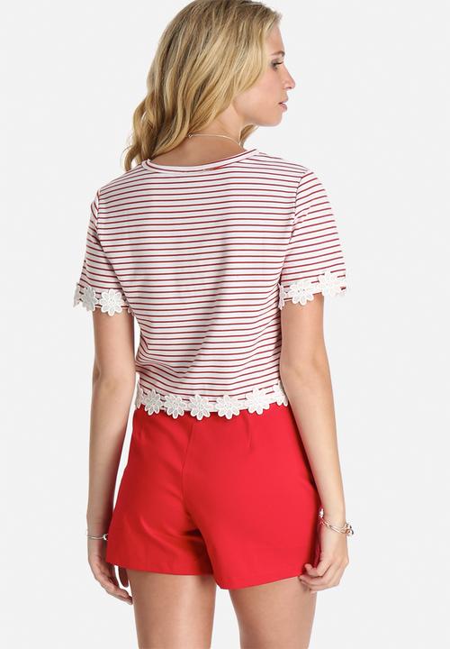 Lola May - Thick Jersey Cropped Top with Lace