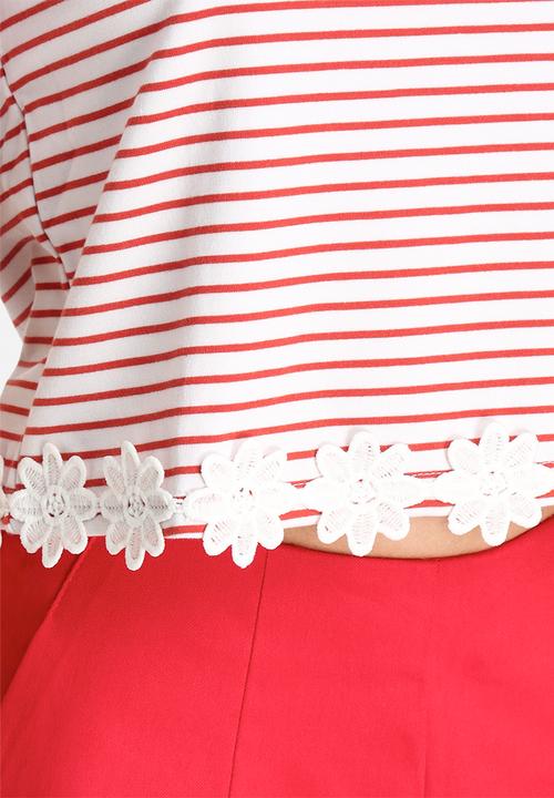 Lola May - Thick Jersey Cropped Top with Lace