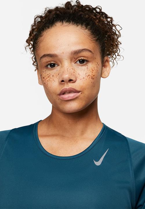 Nike - W nk df race top short sleeve - valerian blue/reflective silver