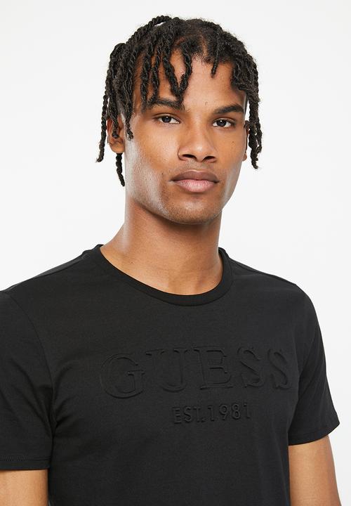 GUESS - Short sleeve guess la embossed tee - jet black