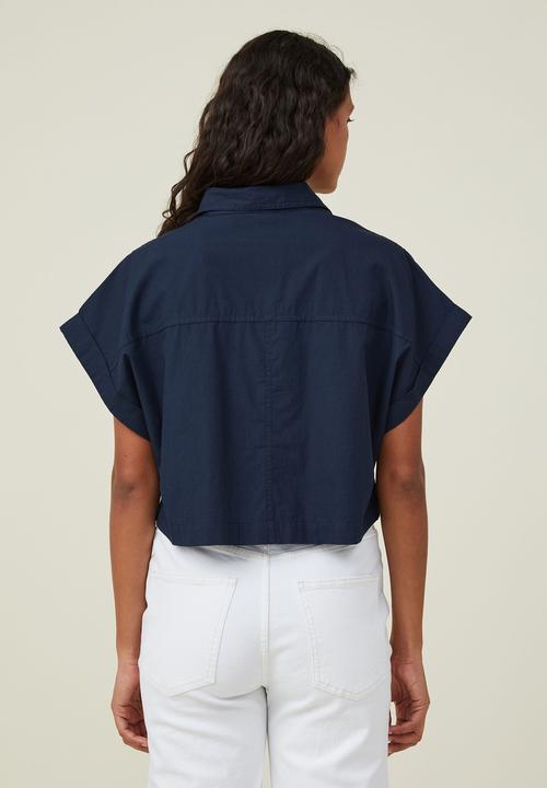 Cotton On - Cropped utility shirt - ink navy