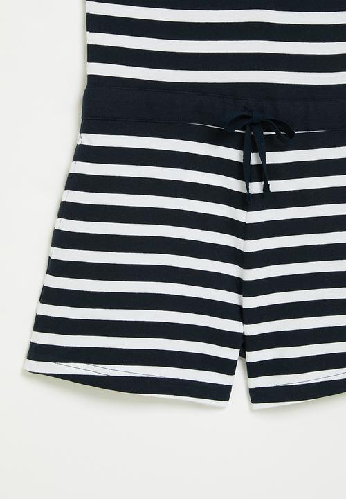 POLO - Girls striped jumpsuit - navy