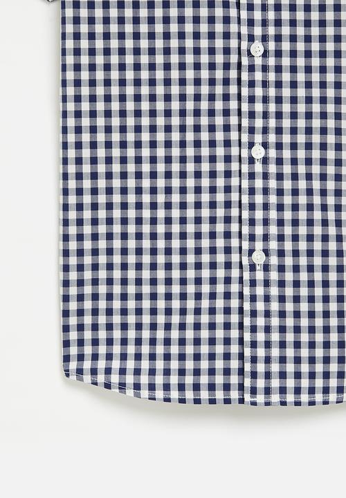 POLO - Boys checked short sleeve shirt - navy & white 