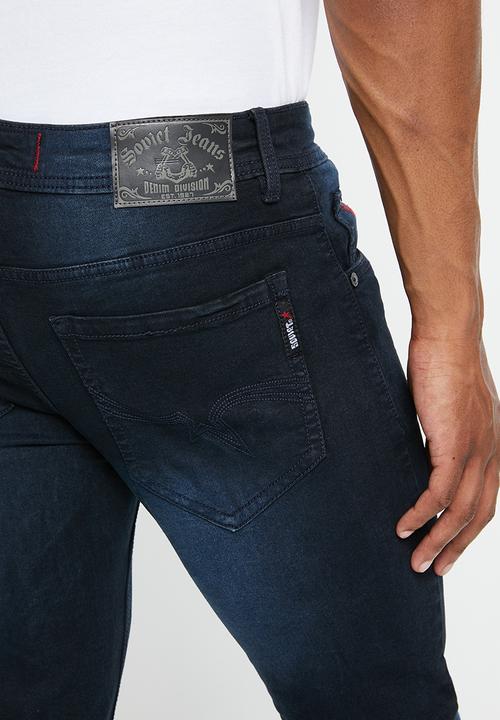 SOVIET - M aventador mens skinny denim - blue black