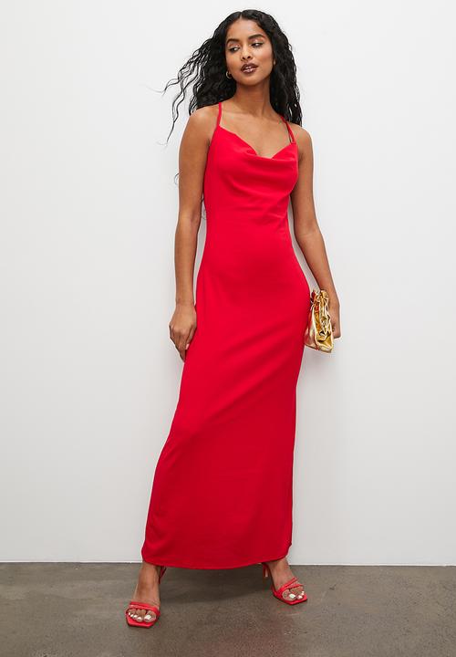 VELVET - Cowl crepe knit strappy maxi dress - samba