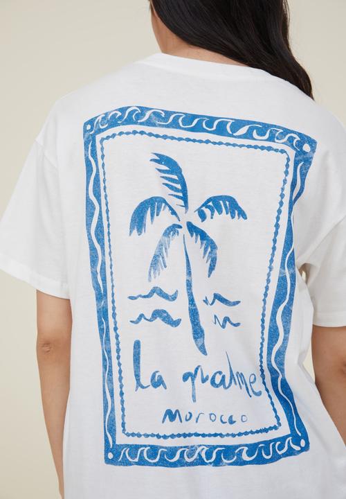 Cotton On - Boyfriend fit graphic tee - la palme/vintage/white