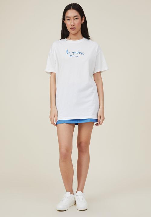Cotton On - Boyfriend fit graphic tee - la palme/vintage/white