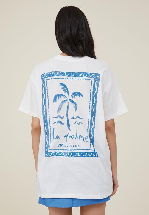 Cotton On - Boyfriend fit graphic tee - la palme/vintage/white