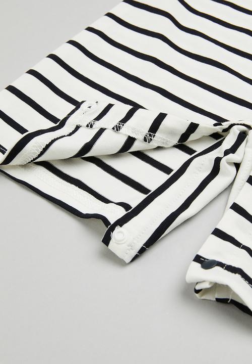 Pop Candy - Baby boys stripe romper - white & navy