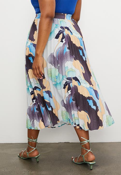 Superbalist - Midaxi pleated skirt - pink abstract print