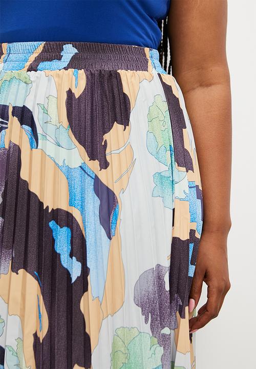 Superbalist - Midaxi pleated skirt - pink abstract print