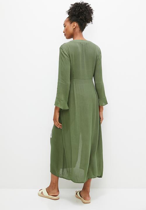 edit - Embroidered boho kaftan dress - fatigue