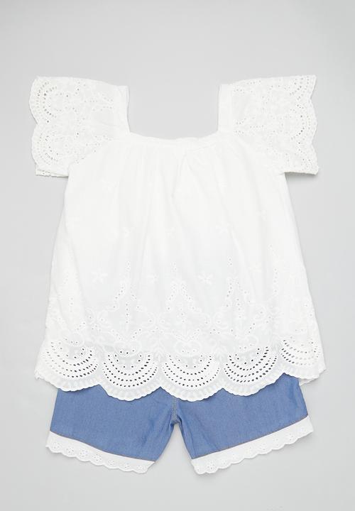 Pop Candy - Top & short set - white & blue