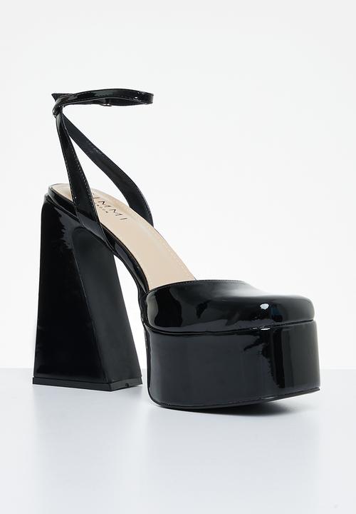 SIMMI London - Amani-3 platform block heel - black patent