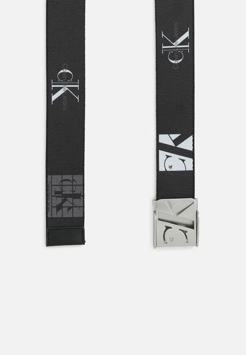 Calvin Klein - Cutout slider plaque belt - black