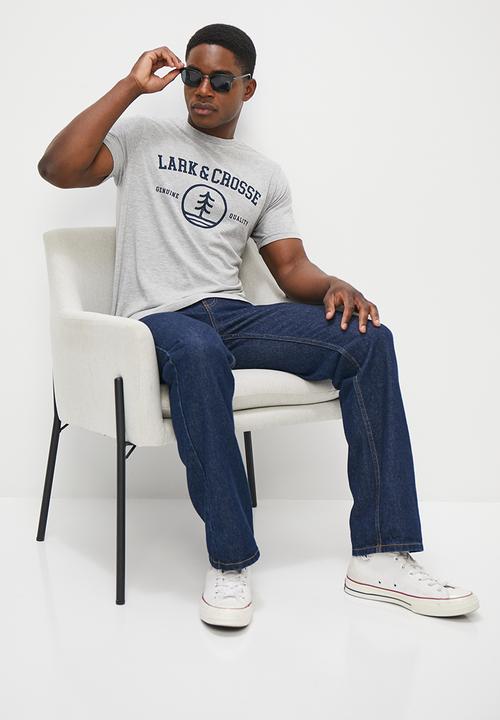 Lark & Crosse - L&c collegiate logo tee  - grey melange
