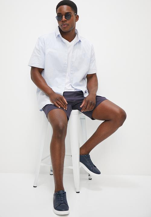 Lark & Crosse -  Regular fit short sleeve washed shirt - light blue