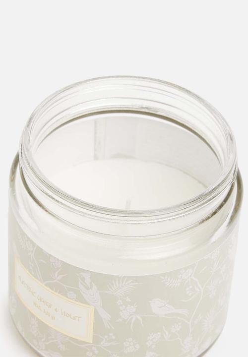H&S - Candle in glass - electric green & violet