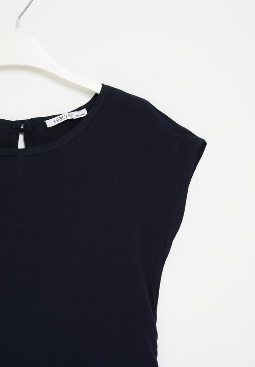 HAILYS - Short sleeve v-top farina - navy
