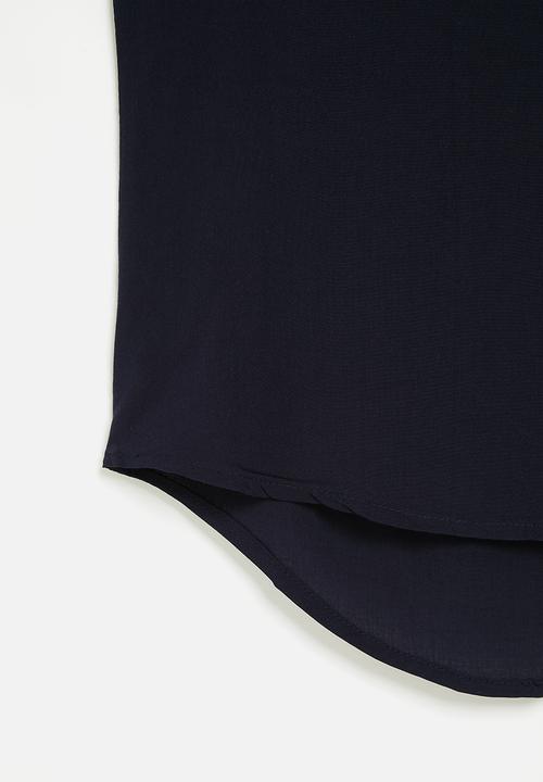 HAILYS - Short sleeve v-top farina - navy