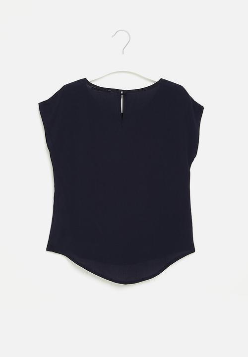 HAILYS - Short sleeve v-top farina - navy