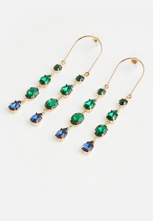 Tessa Design - Becka statement earrings - green & blue