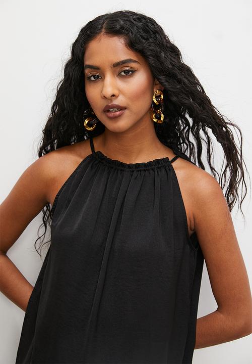 Superbalist - Satin halter cami - black