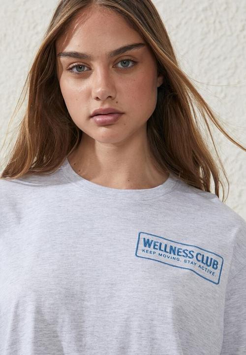 Cotton On - Active graphic T-shirt - grey marle/wellness club